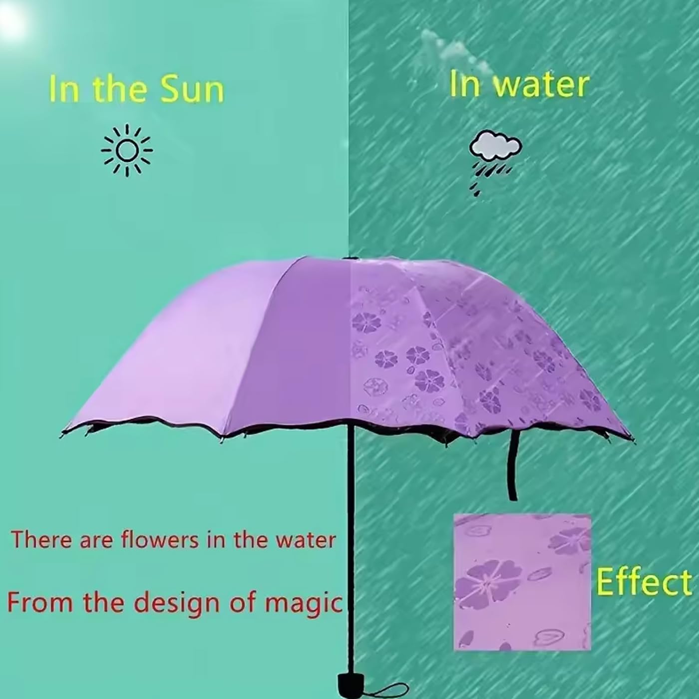 Navkar Crafts Flower Printed Three fold Manual Umbrella For Men And Women, Windproof And Magic Umbrella, Umbrella For Rain And Uv Protection, Blossom Umbrella