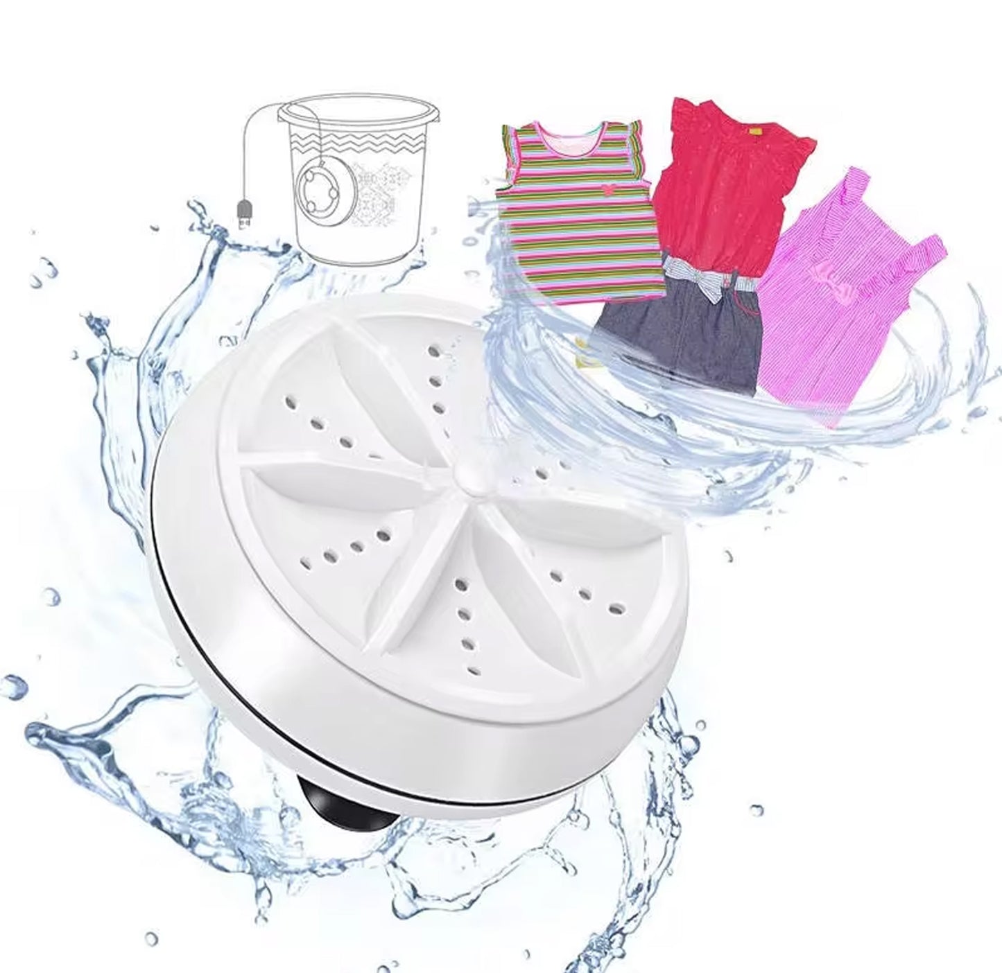 Navkar Crafts Mini Washing Machine Turbine Washer with USB Cable - for Home Camping Dorms Business College Rooms