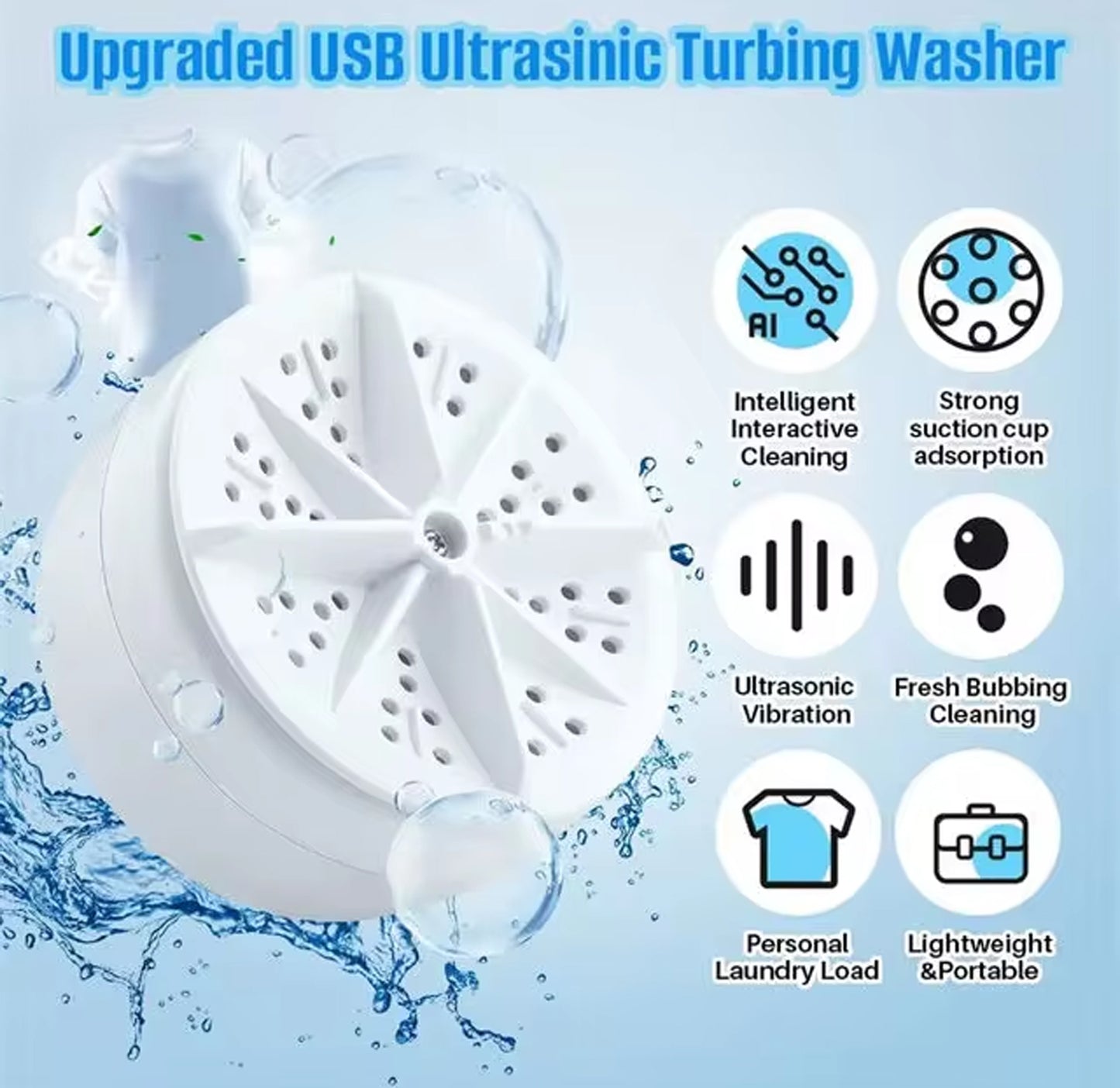 Navkar Crafts Mini Washing Machine Turbine Washer with USB Cable - for Home Camping Dorms Business College Rooms