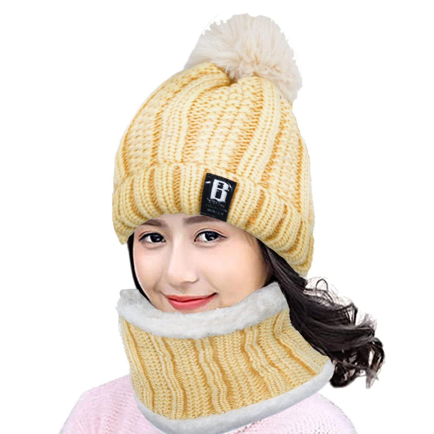 Winter Soft Warm Snow Proof Pom Pom Woolen Cap (Inside Fur) for Women's & Girl's - Premium Cap from Navkar Crafts - Just $399! Shop now at Navkar Crafts