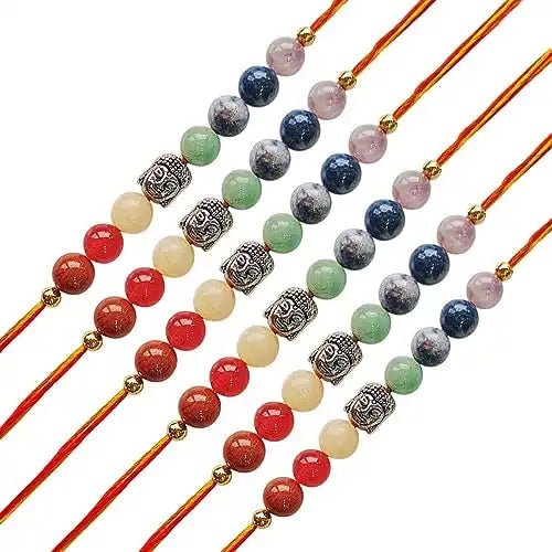 Navkar Crafts Buddha with 7 Chakra Designer Thread Rakhi for Bhaiya Bhabhi - Navkar Crafts