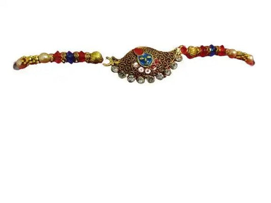 Navkar Crafts Kundan Rakhi with Roli Chawal PACK OF 1 - Navkar Crafts