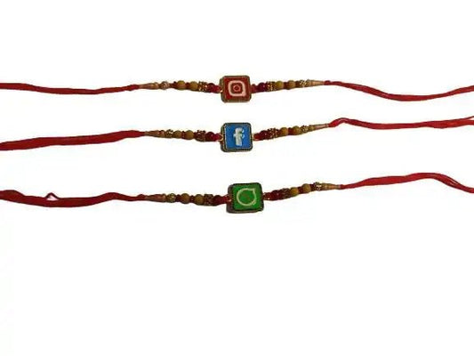 Navkar Crafts Rakhi for Brother with Roli Chawal Pack of 3 - Navkar Crafts