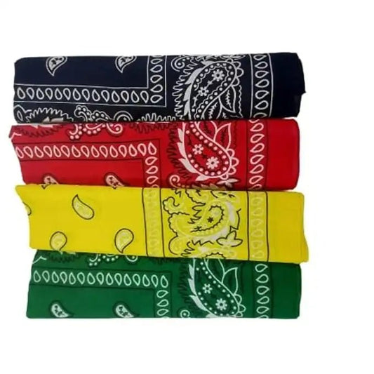 Navkar Crafts Unisex Black Red Yellow Green Cotton Paisley Bandana (50 X 50 Cm) - Navkar Crafts