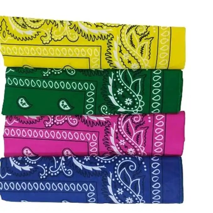 Navkar Crafts Unisex Yellow Green Pink Royal Blue Cotton Paisley Bandana (50 X 50 Cm) - Navkar Crafts