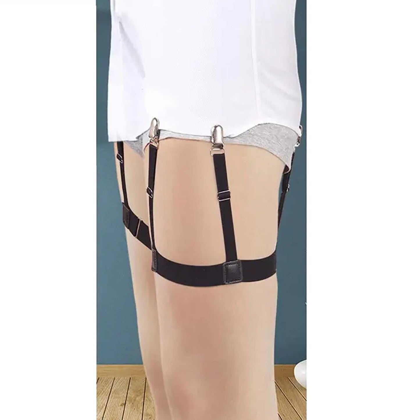 Navkar Crafts Metal Men Shirt Stays Adjustable Casual Style Elastic Shirt Garter Shirts Holder With Non-Slip Locking Clamps For Men & Women