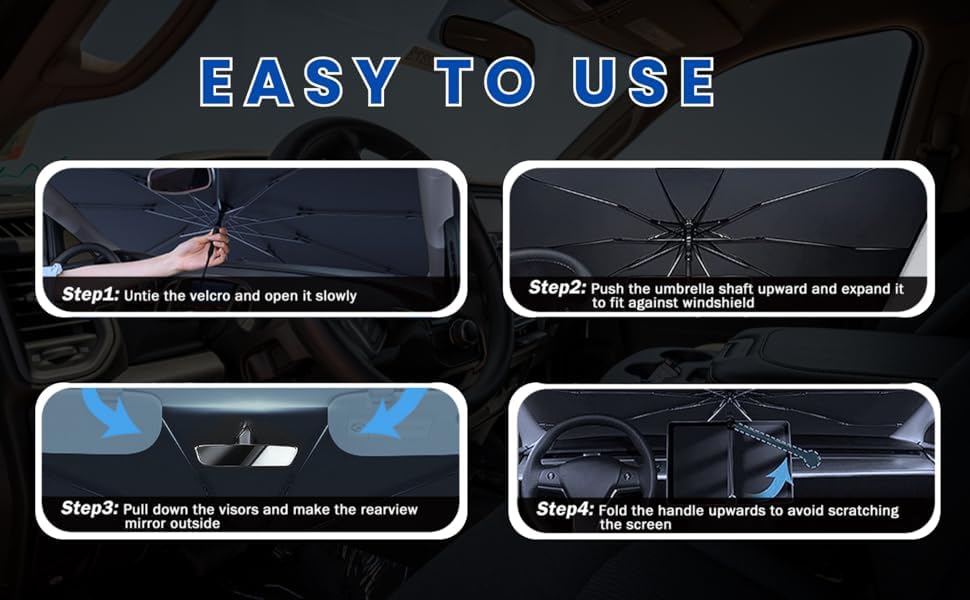 Navkar Crafts Car Sun Shade Windshield Cover, Umbrella Windshield Sun Shade for Car Front Window，Sun Protection & Heat Insulation Foldable Sun Shade，Full Cover Sun Shade for Most Vehicles - Premium Car Sun Shade from Navkar Crafts - Just $499! Shop now at Navkar Crafts