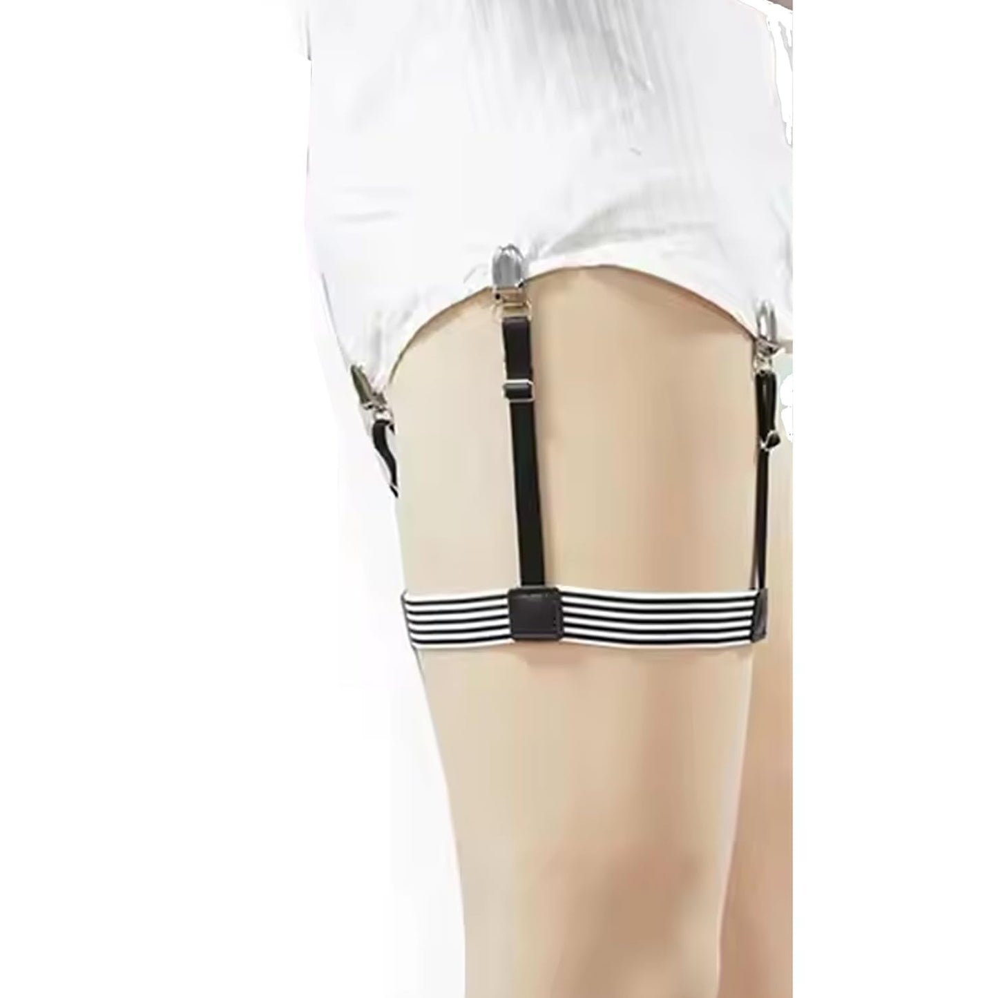 Navkar Crafts Metal Men Shirt Stays Adjustable Casual Style Elastic Shirt Garter Shirts Holder With Non-Slip Locking Clamps For Men & Women