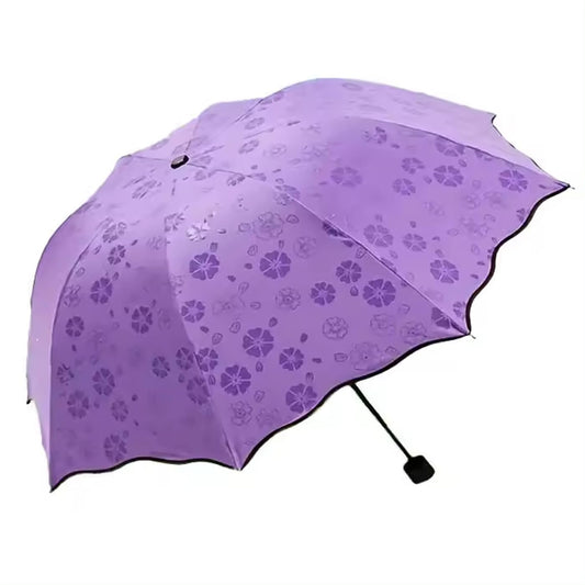 Navkar Crafts Flower Printed Three fold Manual Umbrella For Men And Women, Windproof And Magic Umbrella, Umbrella For Rain And Uv Protection, Blossom Umbrella