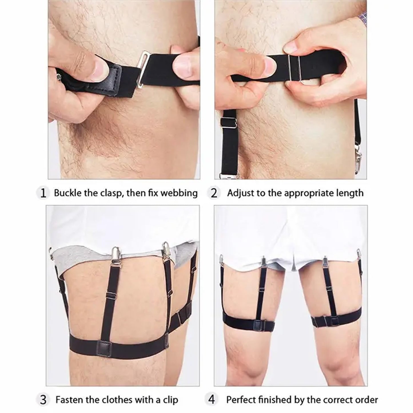 Navkar Crafts Metal Men Shirt Stays Adjustable Casual Style Elastic Shirt Garter Shirts Holder With Non-Slip Locking Clamps For Men & Women