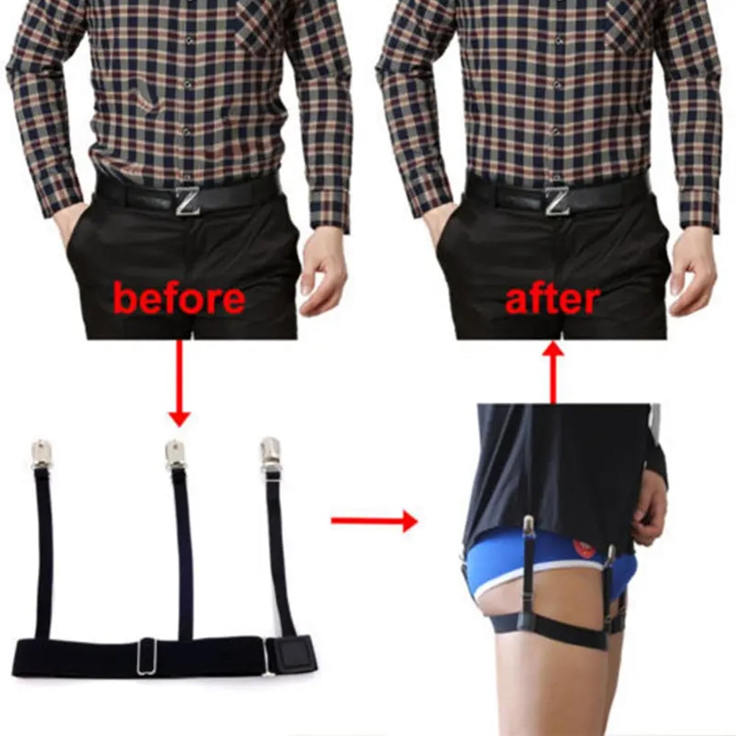 Navkar Crafts Metal Men Shirt Stays Adjustable Casual Style Elastic Shirt Garter Shirts Holder With Non-Slip Locking Clamps For Men & Women