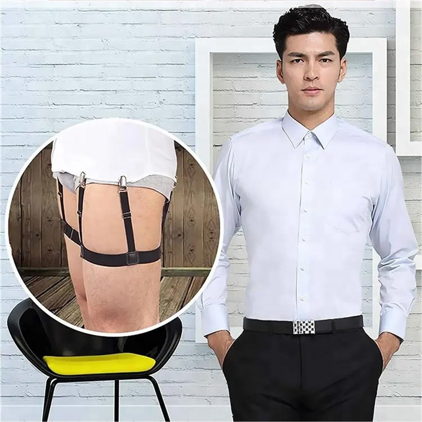 Navkar Crafts Metal Men Shirt Stays Adjustable Casual Style Elastic Shirt Garter Shirts Holder With Non-Slip Locking Clamps For Men & Women