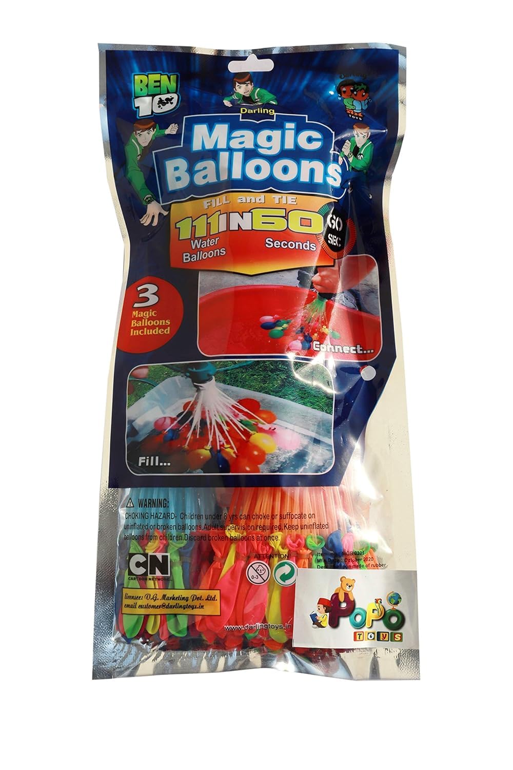 Navkar Crafts Holi Water Balloons for Kids Boys and Girls, Biodegradable Latex with Refill Hose,3 Bunches Balloons – Games Swimming Pool Outdoor Fun Magic Water Balloons (Pack of 111)
