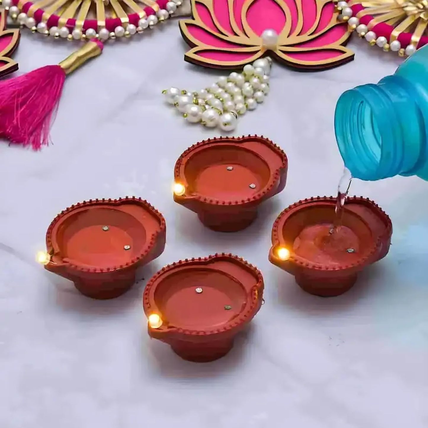 Navkar Crafts Water Sensor Diya for Home Decoration - Electric Flameless & Smokeless LED Diya Lights, Candle for Home Decor, Diwali Festivals Decoration, Christmas, New Year