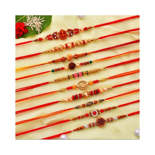 Navkar Crafts Multicolor Combo of 10 Rakhi Set for Men With Roli Chawal for Brother - Premium  from Navkar Crafts - Just $189.05! Shop now at Navkar Crafts