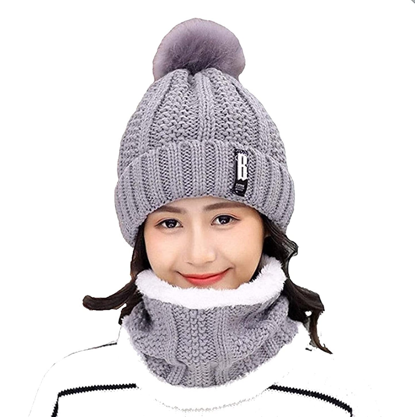 Winter Soft Warm Snow Proof Pom Pom Woolen Cap (Inside Fur) for Women's & Girl's - Premium Cap from Navkar Crafts - Just $399! Shop now at Navkar Crafts