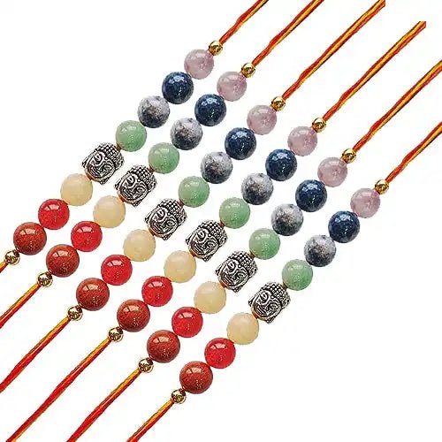Navkar Crafts Buddha with 7 Chakra Designer Thread Rakhi for Bhaiya Bhabhi - Navkar Crafts