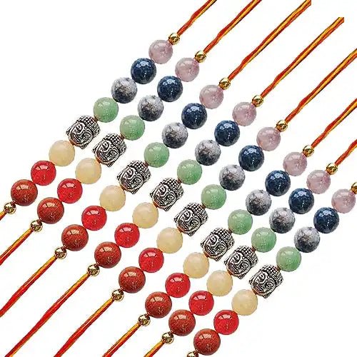Navkar Crafts Buddha with 7 Chakra Designer Thread Rakhi for Bhaiya Bhabhi - Navkar Crafts