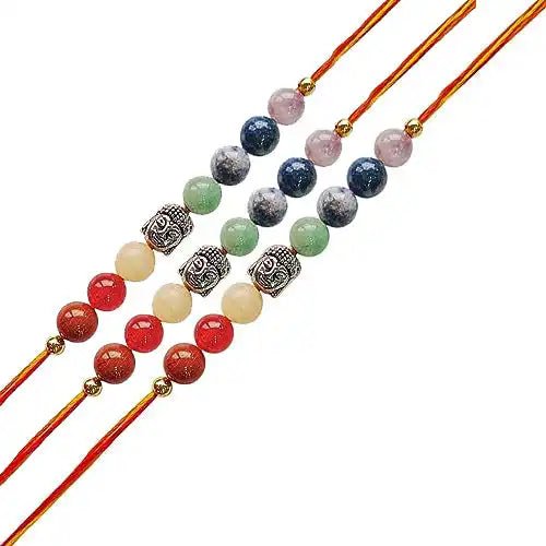 Navkar Crafts Buddha with 7 Chakra Designer Thread Rakhi for Bhaiya Bhabhi - Navkar Crafts
