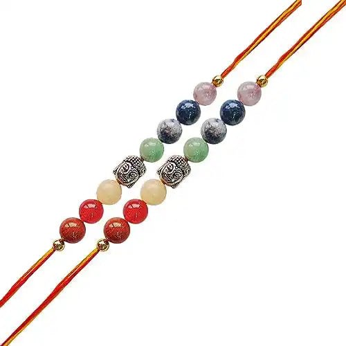 Navkar Crafts Buddha with 7 Chakra Designer Thread Rakhi for Bhaiya Bhabhi - Navkar Crafts