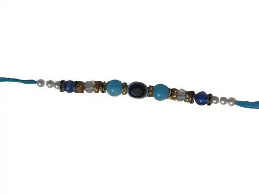 Navkar Crafts Rakhi with Roli Chawal for Brother/Bhaiyya/Bhai - Blue - Navkar Crafts